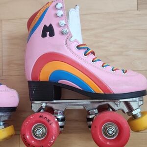 Kids Moxi Roller Skates - Pink and Rainbow - Size 1JR